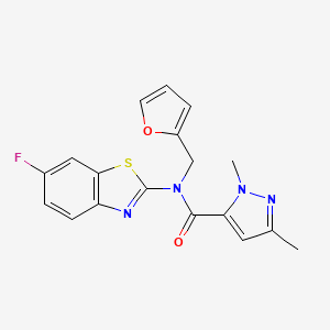molecular formula C18H15FN4O2S B2473596 N-(6-fluorobenzo[d]thiazol-2-yl)-N-(furan-2-ylmethyl)-1,3-dimethyl-1H-pyrazole-5-carboxamide CAS No. 1013797-97-1