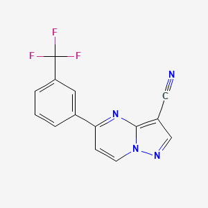 molecular formula C14H7F3N4 B2473602 5-[3-(三氟甲基)苯基]吡唑并[1,5-a]嘧啶-3-碳腈 CAS No. 866019-49-0