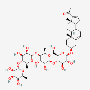 molecular formula C45H70O19 B2473606 1-[(3S,10R,13S)-3-[(2R,3R,4R,5S,6R)-5-[(2S,3R,4S,5R,6S)-5-[(2S,3R,4S,5R,6S)-3,4-Dihydroxy-6-methyl-5-[(2S,3R,4R,5R,6S)-3,4,5-trihydroxy-6-methyloxan-2-yl]oxyoxan-2-yl]oxy-3,4-dihydroxy-6-methyloxan-2-yl]oxy-3,4-dihydroxy-6-(hydroxymethyl)oxan-2-yl]oxy-10,13-dimethyl-2,3,4,7,8,9,11,12,14,15-decahydro-1H-cyclopenta[a]phenanthren-17-yl]ethanone CAS No. 312304-02-2