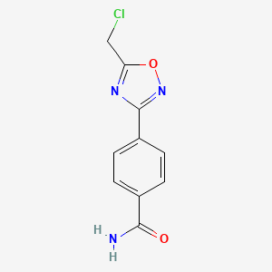 molecular formula C10H8ClN3O2 B2473611 4-[5-(Chloromethyl)-1,2,4-oxadiazol-3-yl]benzamide CAS No. 2279122-75-5