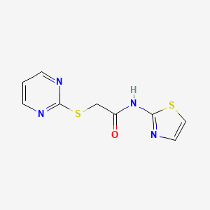 molecular formula C9H8N4OS2 B2473613 2-pyrimidin-2-ylsulfanyl-N-(1,3-thiazol-2-yl)acetamide CAS No. 317325-60-3
