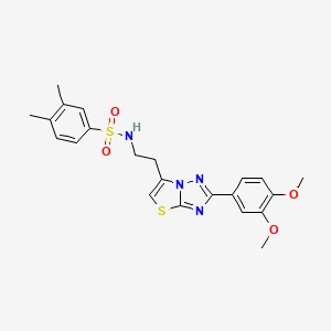 molecular formula C22H24N4O4S2 B2473618 N-(2-(2-(3,4-dimethoxyphenyl)thiazolo[3,2-b][1,2,4]triazol-6-yl)ethyl)-3,4-dimethylbenzenesulfonamide CAS No. 895439-79-9