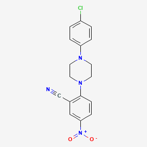molecular formula C17H15ClN4O2 B2473620 2-[4-(4-Chlorophenyl)piperazin-1-yl]-5-nitrobenzonitrile CAS No. 945367-66-8