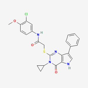 molecular formula C24H21ClN4O3S B2473624 N-(3-chloro-4-methoxyphenyl)-2-((3-cyclopropyl-4-oxo-7-phenyl-4,5-dihydro-3H-pyrrolo[3,2-d]pyrimidin-2-yl)thio)acetamide CAS No. 1795036-08-6