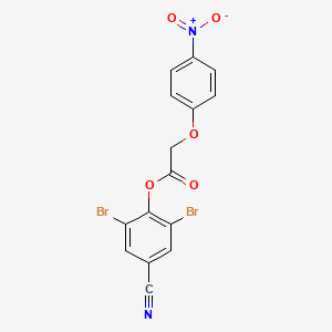 molecular formula C15H8Br2N2O5 B2473644 2,6-Dibromo-4-cyanophenyl 2-(4-nitrophenoxy)acetate CAS No. 313531-73-6