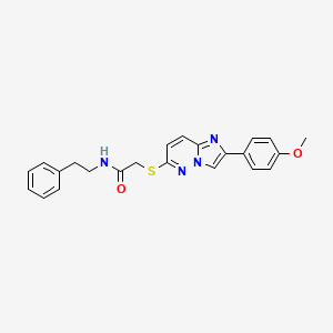 molecular formula C23H22N4O2S B2473652 2-((2-(4-methoxyphenyl)imidazo[1,2-b]pyridazin-6-yl)thio)-N-phenethylacetamide CAS No. 896290-79-2