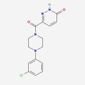 molecular formula C15H15ClN4O2 B2473655 6-(4-(3-chlorophenyl)piperazine-1-carbonyl)pyridazin-3(2H)-one CAS No. 845899-66-3