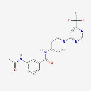 molecular formula C19H20F3N5O2 B2473657 3-acetamido-N-(1-(6-(trifluoromethyl)pyrimidin-4-yl)piperidin-4-yl)benzamide CAS No. 2034597-85-6