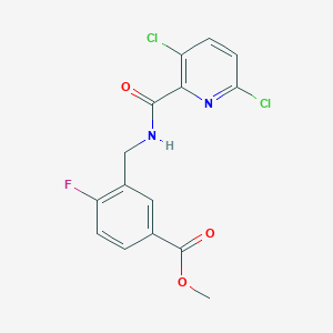molecular formula C15H11Cl2FN2O3 B2473666 Methyl 3-{[(3,6-dichloropyridin-2-yl)formamido]methyl}-4-fluorobenzoate CAS No. 1798046-56-6