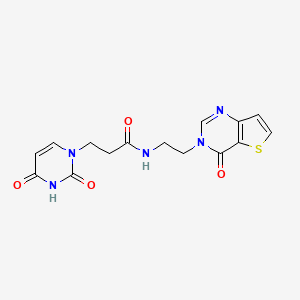 molecular formula C15H15N5O4S B2473667 3-(2,4-dioxo-3,4-dihydropyrimidin-1(2H)-yl)-N-(2-(4-oxothieno[3,2-d]pyrimidin-3(4H)-yl)ethyl)propanamide CAS No. 2034272-33-6