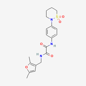 molecular formula C19H23N3O5S B2473669 N1-((2,5-dimethylfuran-3-yl)methyl)-N2-(4-(1,1-dioxido-1,2-thiazinan-2-yl)phenyl)oxalamide CAS No. 1351588-22-1
