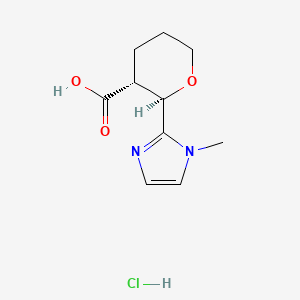 molecular formula C10H15ClN2O3 B2473671 (2R,3R)-2-(1-Methylimidazol-2-yl)oxane-3-carboxylic acid;hydrochloride CAS No. 2580101-85-3