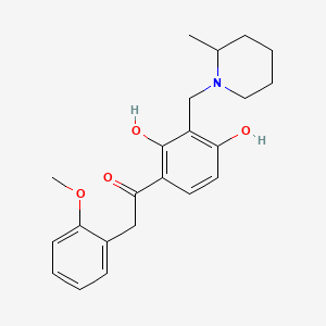 molecular formula C22H27NO4 B2473673 1-(2,4-Dihydroxy-3-((2-methylpiperidin-1-yl)methyl)phenyl)-2-(2-methoxyphenyl)ethanone CAS No. 1021218-47-2