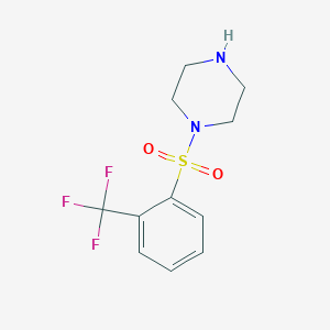 molecular formula C11H13F3N2O2S B2473675 1-[2-(Trifluoromethyl)benzenesulfonyl]piperazine CAS No. 565192-03-2