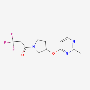molecular formula C12H14F3N3O2 B2473683 3,3,3-Trifluoro-1-{3-[(2-methylpyrimidin-4-yl)oxy]pyrrolidin-1-yl}propan-1-one CAS No. 2097923-67-4