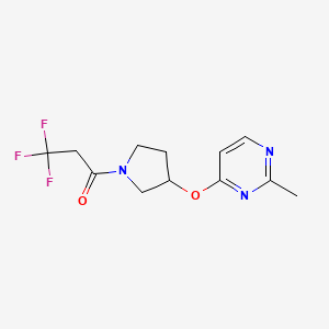 molecular formula C12H14F3N3O2 B2473683 3,3,3-三氟-1-{3-[(2-甲基嘧啶-4-基)氧代]吡咯烷-1-基}丙-1-酮 CAS No. 2097923-67-4