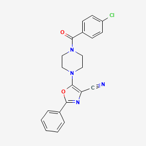 molecular formula C21H17ClN4O2 B2473690 5-(4-(4-Chlorobenzoyl)piperazin-1-yl)-2-phenyloxazole-4-carbonitrile CAS No. 903183-77-7