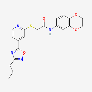 N-(2,3-dihydro-1,4-benzodioxin-6-yl)-2-{[4-(3-propyl-1,2,4-oxadiazol-5-yl)pyridin-2-yl]sulfanyl}acetamide