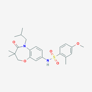 molecular formula C23H30N2O5S B2473695 N-(5-isobutyl-3,3-dimethyl-4-oxo-2,3,4,5-tetrahydrobenzo[b][1,4]oxazepin-8-yl)-4-methoxy-2-methylbenzenesulfonamide CAS No. 922050-66-6