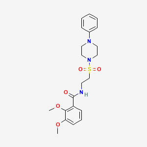molecular formula C21H27N3O5S B2473697 2,3-dimethoxy-N-(2-((4-phenylpiperazin-1-yl)sulfonyl)ethyl)benzamide CAS No. 897612-07-6