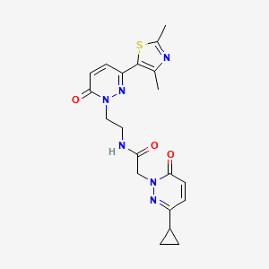 molecular formula C20H22N6O3S B2473703 2-(3-cyclopropyl-6-oxopyridazin-1(6H)-yl)-N-(2-(3-(2,4-dimethylthiazol-5-yl)-6-oxopyridazin-1(6H)-yl)ethyl)acetamide CAS No. 2034232-67-0