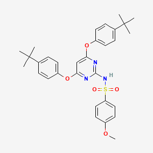 molecular formula C31H35N3O5S B2473704 N-{4,6-bis[4-(tert-butyl)phenoxy]-2-pyrimidinyl}-4-methoxybenzenesulfonamide CAS No. 866154-37-2