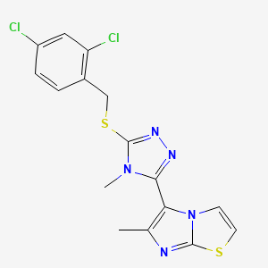 molecular formula C16H13Cl2N5S2 B2473717 5-(5-((2,4-dichlorobenzyl)thio)-4-methyl-4H-1,2,4-triazol-3-yl)-6-methylimidazo[2,1-b]thiazole CAS No. 1105224-13-2