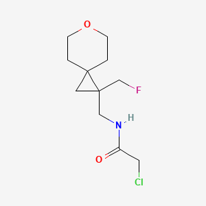 molecular formula C11H17ClFNO2 B2473718 2-Chloro-N-[[2-(fluoromethyl)-6-oxaspiro[2.5]octan-2-yl]methyl]acetamide CAS No. 2411258-14-3