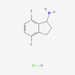 molecular formula C9H10ClF2N B2473732 4,7-Difluoro-2,3-dihydro-1H-inden-1-amine hydrochloride CAS No. 2061980-60-5