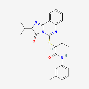 molecular formula C24H26N4O2S B2473733 2-[(2-isopropyl-3-oxo-2,3-dihydroimidazo[1,2-c]quinazolin-5-yl)thio]-N-(3-methylphenyl)butanamide CAS No. 1023533-19-8