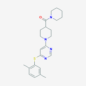 molecular formula C23H30N4OS B2473736 (1-(6-((2,5-Dimethylphenyl)thio)pyrimidin-4-yl)piperidin-4-yl)(piperidin-1-yl)methanone CAS No. 1251675-50-9