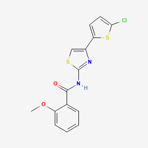 molecular formula C15H11ClN2O2S2 B2473737 N-[4-(5-chlorothiophen-2-yl)-1,3-thiazol-2-yl]-2-methoxybenzamide CAS No. 391225-38-0