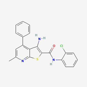 molecular formula C21H16ClN3OS B2473738 3-amino-N-(2-chlorophenyl)-6-methyl-4-phenylthieno[2,3-b]pyridine-2-carboxamide CAS No. 691371-07-0