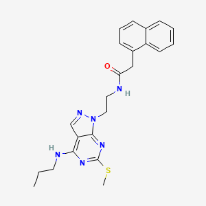 molecular formula C23H26N6OS B2473741 N-(2-(6-(methylthio)-4-(propylamino)-1H-pyrazolo[3,4-d]pyrimidin-1-yl)ethyl)-2-(naphthalen-1-yl)acetamide CAS No. 946313-12-8