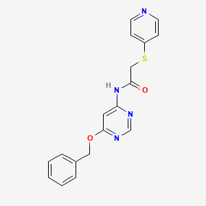 molecular formula C18H16N4O2S B2473744 N-(6-(benzyloxy)pyrimidin-4-yl)-2-(pyridin-4-ylthio)acetamide CAS No. 1396815-68-1