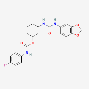 molecular formula C21H22FN3O5 B2473745 3-(3-(Benzo[d][1,3]dioxol-5-yl)ureido)cyclohexyl (4-fluorophenyl)carbamate CAS No. 1351590-66-3