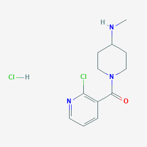 molecular formula C12H17Cl2N3O B2473746 (2-Chloropyridin-3-yl)(4-(methylamino)piperidin-1-yl)methanone hydrochloride CAS No. 1353947-92-8