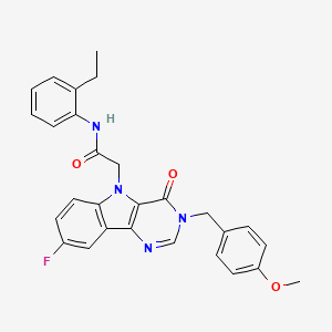 molecular formula C28H25FN4O3 B2473751 N-(2-乙基苯基)-2-(8-氟-3-(4-甲氧基苯甲基)-4-氧代-3H-嘧啶并[5,4-b]吲哚-5(4H)-基)乙酰胺 CAS No. 1185020-86-3