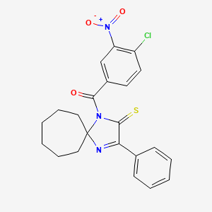 molecular formula C22H20ClN3O3S B2473754 1-(4-氯-3-硝基苯甲酰)-3-苯基-1,4-二氮杂螺[4.6]十一烯-2-硫酮 CAS No. 899782-26-4