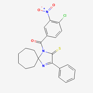 molecular formula C22H20ClN3O3S B2473754 1-(4-Chlor-3-nitrobenzoyl)-3-phenyl-1,4-diazaspiro[4.6]undec-3-en-2-thion CAS No. 899782-26-4