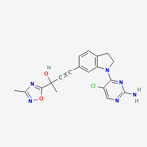 molecular formula C19H17ClN6O2 B2473758 4-(1-(2-Amino-5-chloropyrimidin-4-yl)indolin-6-yl)-2-(3-methyl-1,2,4-oxadiazol-5-yl)but-3-yn-2-ol CAS No. 1202761-77-0