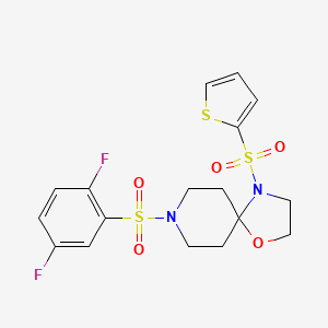 molecular formula C17H18F2N2O5S3 B2473764 8-((2,5-Difluorophenyl)sulfonyl)-4-(thiophen-2-ylsulfonyl)-1-oxa-4,8-diazaspiro[4.5]decane CAS No. 898453-18-4