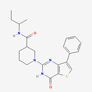 molecular formula C22H26N4O2S B2473768 N-(sec-butyl)-1-(4-oxo-7-phenyl-3,4-dihydrothieno[3,2-d]pyrimidin-2-yl)piperidine-3-carboxamide CAS No. 1242858-99-6