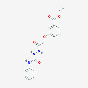 molecular formula C18H19N3O5 B2473772 Ethyl 3-((N-((phenylamino)carbonylamino)carbamoyl)methoxy)benzoate CAS No. 1024440-28-5