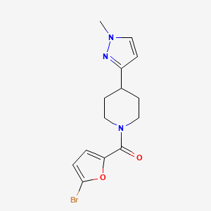 molecular formula C14H16BrN3O2 B2473773 (5-溴呋喃-2-基)(4-(1-甲基-1H-吡唑-3-基)哌啶-1-基)甲酮 CAS No. 2034459-49-7