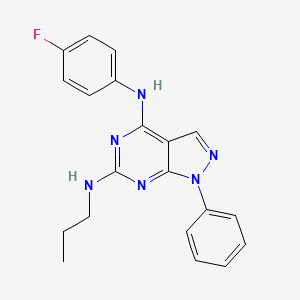 molecular formula C20H19FN6 B2473775 N4-(4-fluorophenyl)-1-phenyl-N6-propyl-1H-pyrazolo[3,4-d]pyrimidine-4,6-diamine CAS No. 946217-77-2