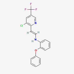 molecular formula C20H14ClF3N2O B2473776 N-[(E)-2-[3-chloro-5-(trifluoromethyl)pyridin-2-yl]ethenyl]-2-phenoxyaniline CAS No. 303997-74-2