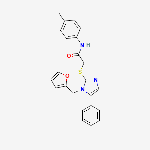 molecular formula C24H23N3O2S B2473782 2-((1-(呋喃-2-基甲基)-5-(对甲苯基)-1H-咪唑-2-基)硫代)-N-(对甲苯基)乙酰胺 CAS No. 1207007-66-6