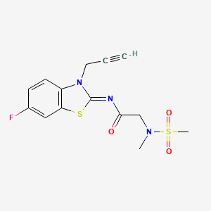 molecular formula C14H14FN3O3S2 B2473784 (E)-N-(6-氟-3-(丙-2-炔-1-基)苯并[d]噻唑-2(3H)-亚甲基)-2-(N-甲基甲基磺酰胺基)乙酰胺 CAS No. 1173423-76-1