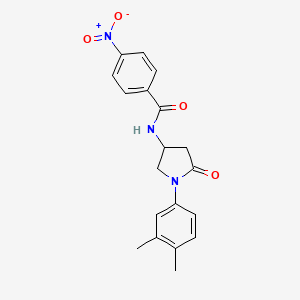 molecular formula C19H19N3O4 B2473785 N-[1-(3,4-dimethylphenyl)-5-oxopyrrolidin-3-yl]-4-nitrobenzamide CAS No. 898462-15-2